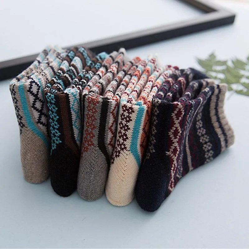 5 Pairs Wool Winter Warm Socks – Cozy Comfort for Cold Weather