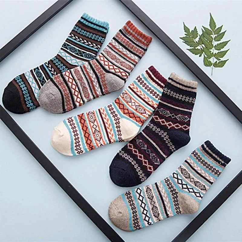 5 Pairs Wool Winter Warm Socks – Cozy Comfort for Cold Weather