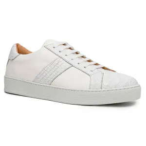 61-100-WHT LUCA Italian Calfskin with Crocodile Toe, White