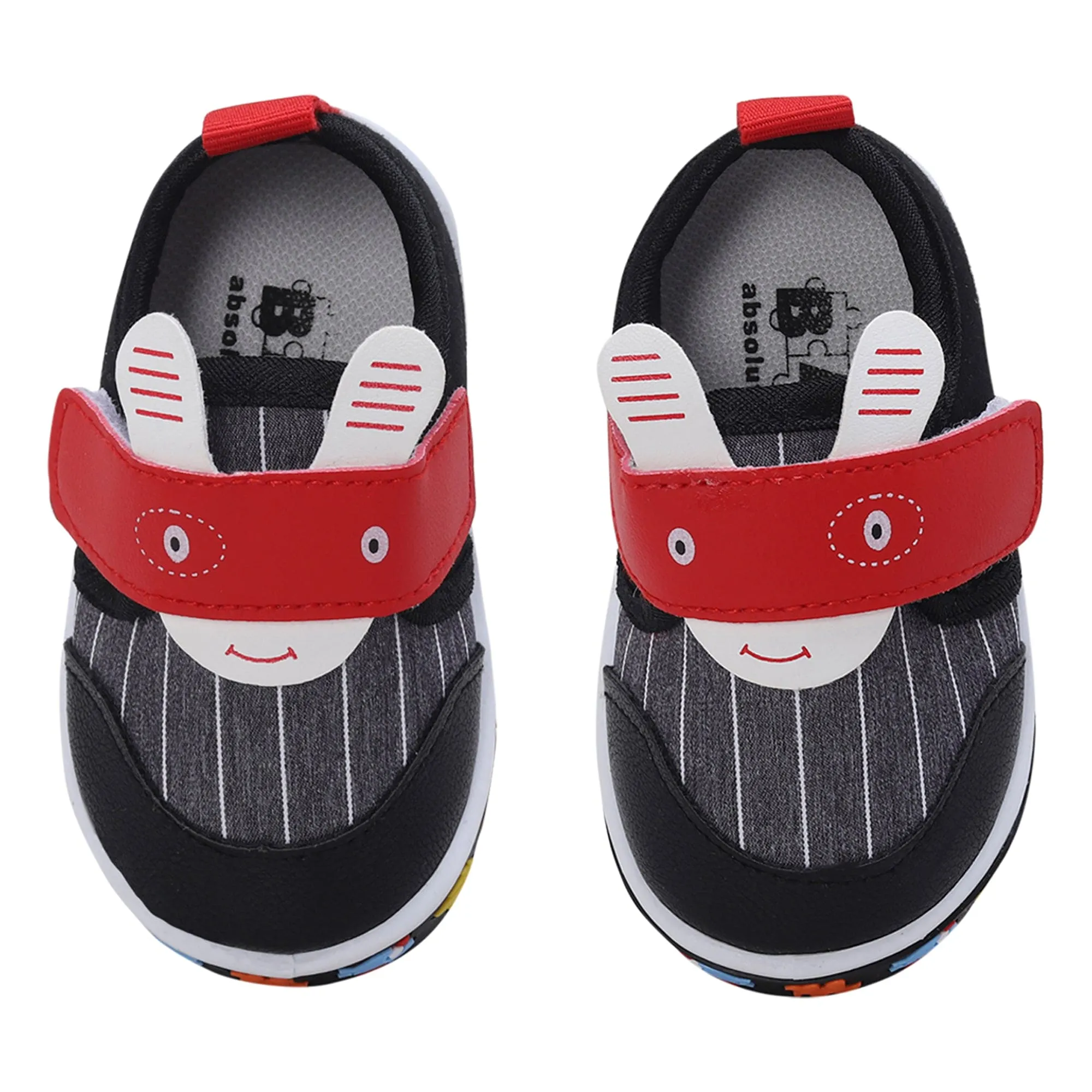 Baby Moo Ninja Rabbit Velcro Strap Anti-Skid Chu Chu Sound Sneakers - Black