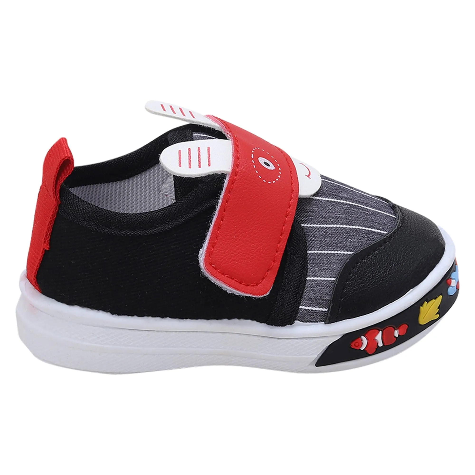 Baby Moo Ninja Rabbit Velcro Strap Anti-Skid Chu Chu Sound Sneakers - Black