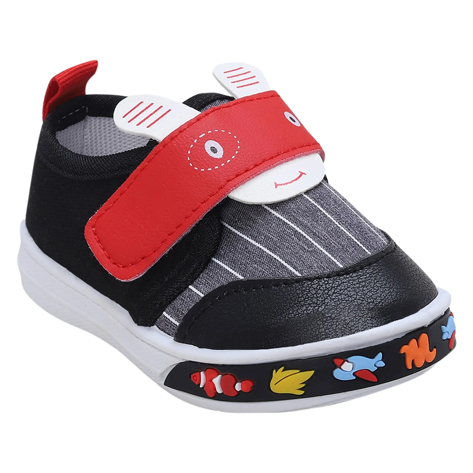 Baby Moo Ninja Rabbit Velcro Strap Anti-Skid Chu Chu Sound Sneakers - Black