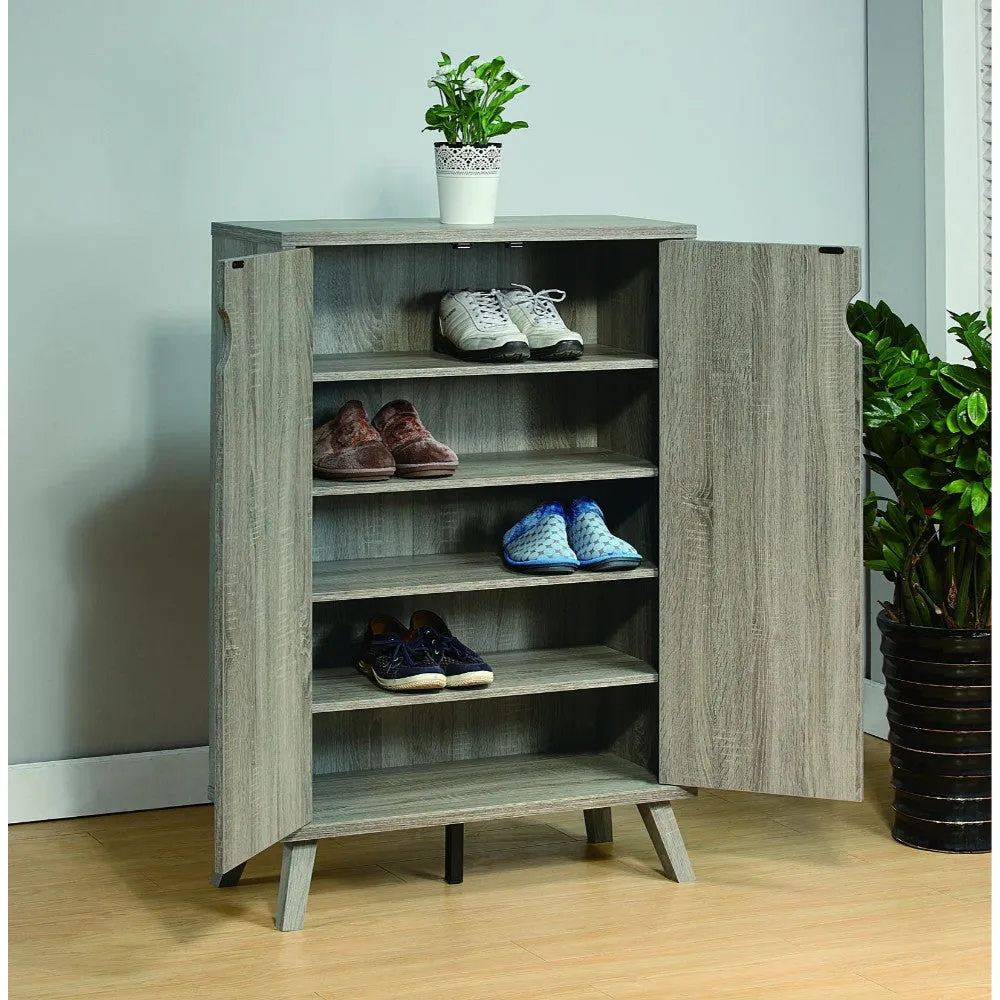 Benzara 47 inch 2 Door Wooden Show Cabinet with Angled Legs, Gray