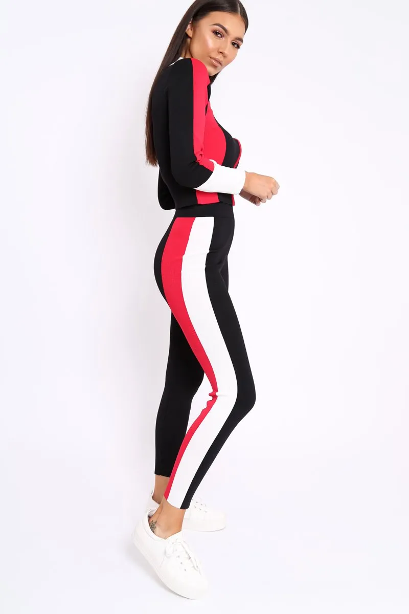 Black Red and White Striped Tracksuit - Cayla