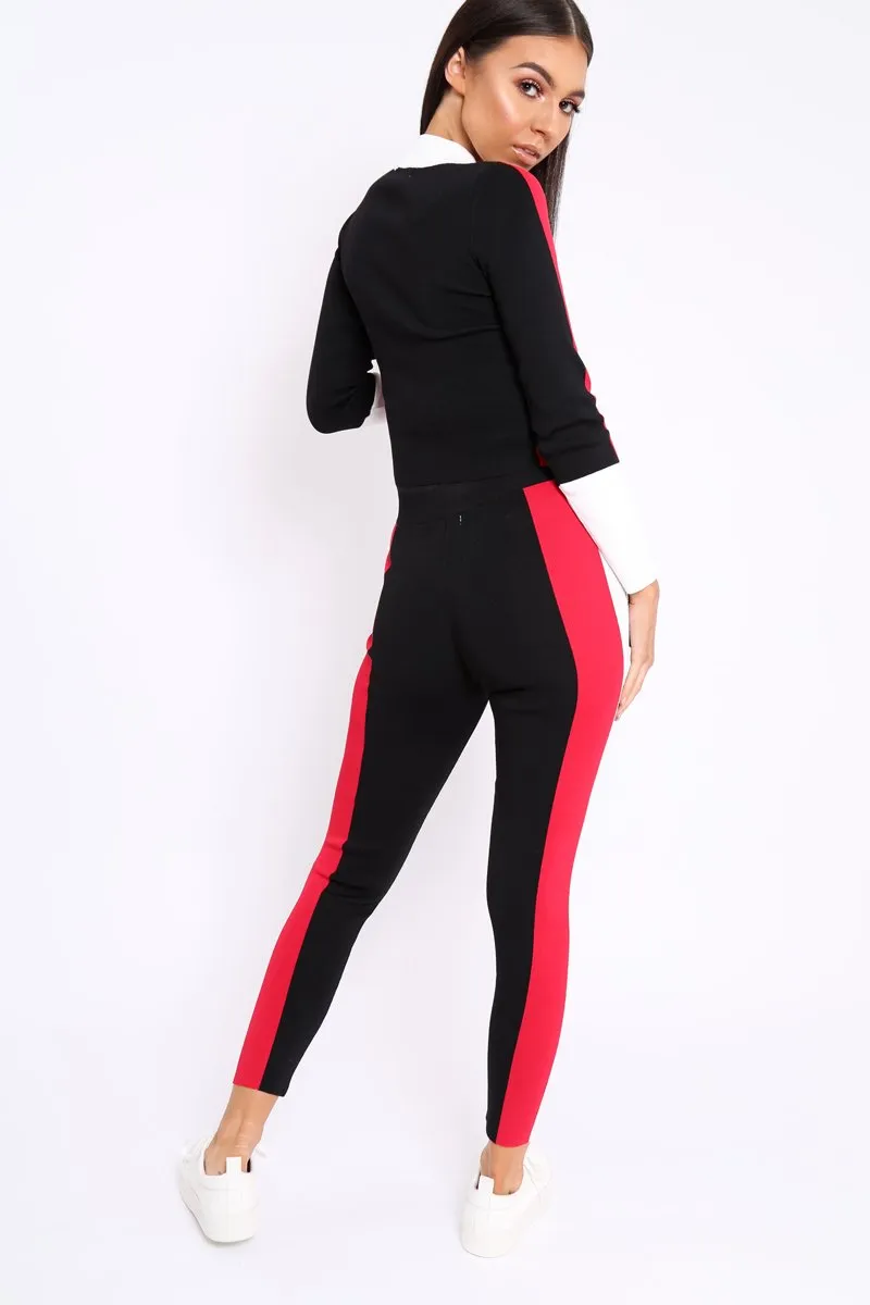 Black Red and White Striped Tracksuit - Cayla