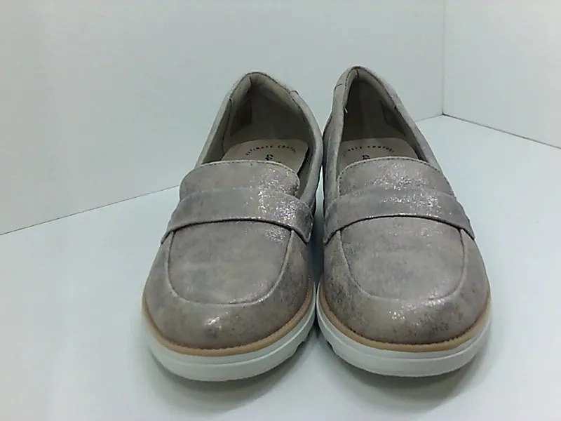 Clarks womens Sharon Gracie Gunmetal Metallic Textile Pair of Shoes