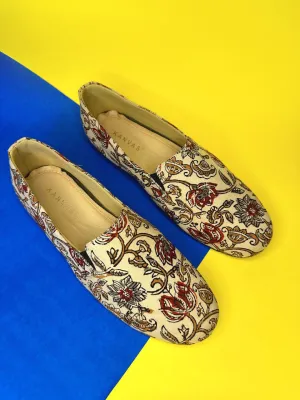 Creme Kalamkari Moccasins