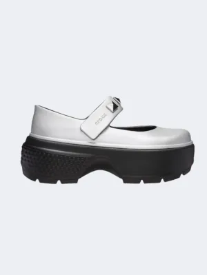 Crocs Stomp Metallic Mary Jane Unisex Lifestyle Slippers Silver/Black