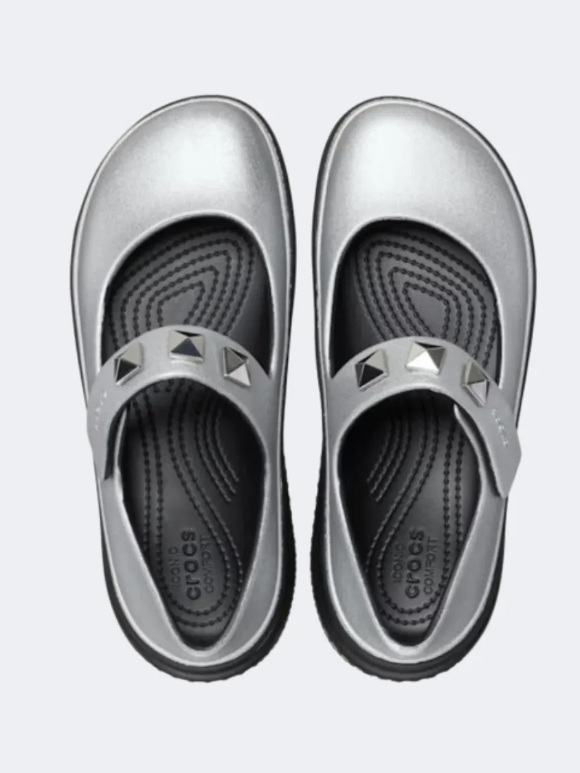 Crocs Stomp Metallic Mary Jane Unisex Lifestyle Slippers Silver/Black