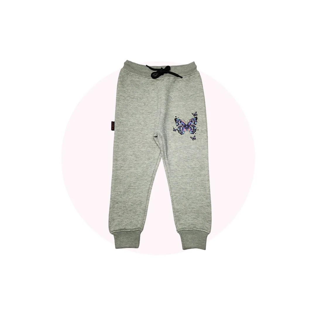 Elegant Grey Butterfly Tracksuit for Trendy Girls