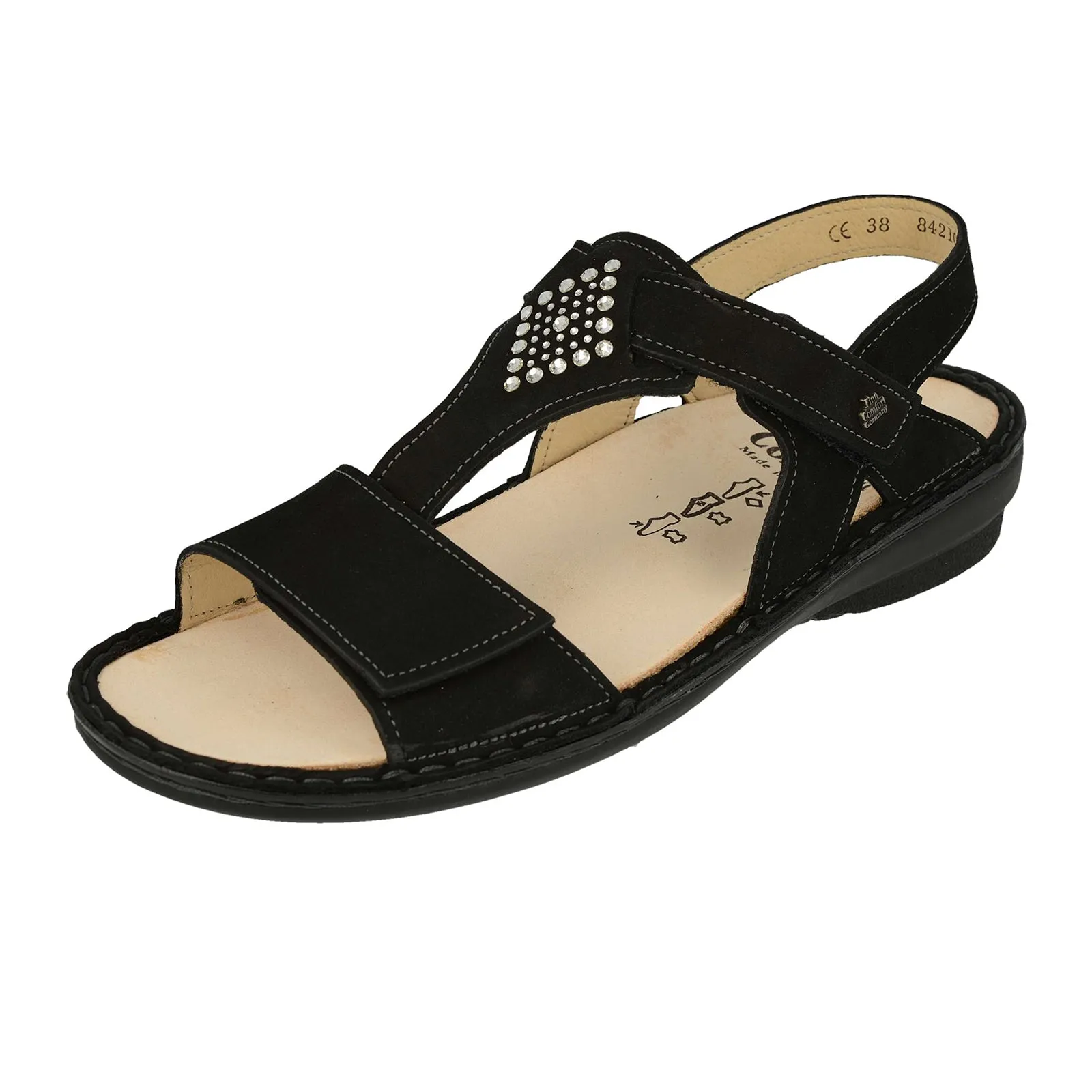 Finn Comfort Calvia Backstrap Sandal (Women) - Schwarz Nubuck