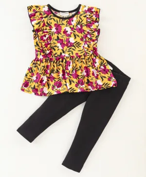 Floral Frilled Top Leggings Set