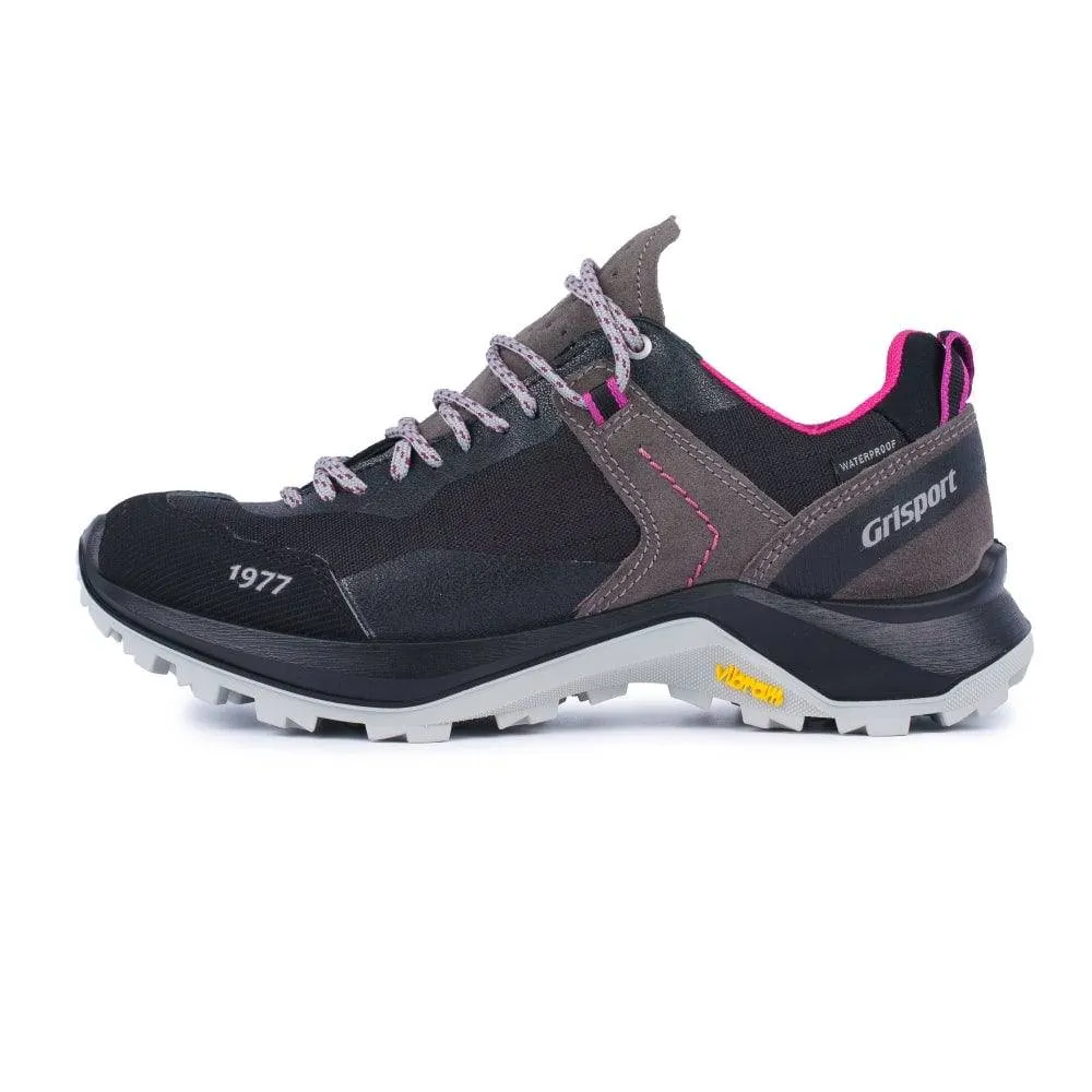 Grisport Lady Trident Ladies Grey And Pink Suede Lace Up Shoes