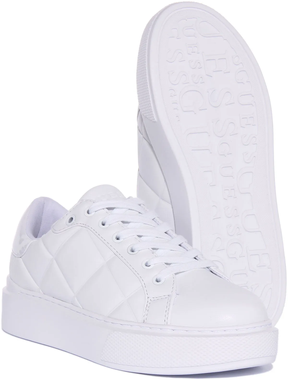 Guess Hilan Quilted Trainers In White For Women