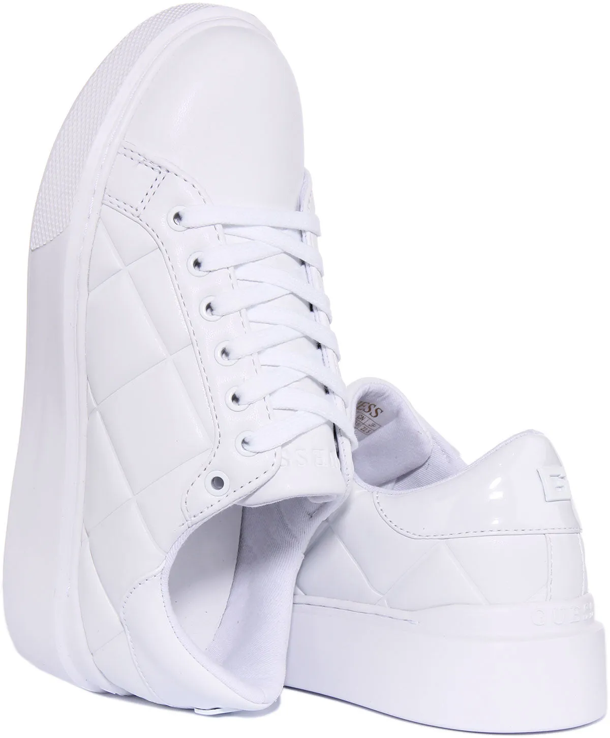 Guess Hilan Quilted Trainers In White For Women