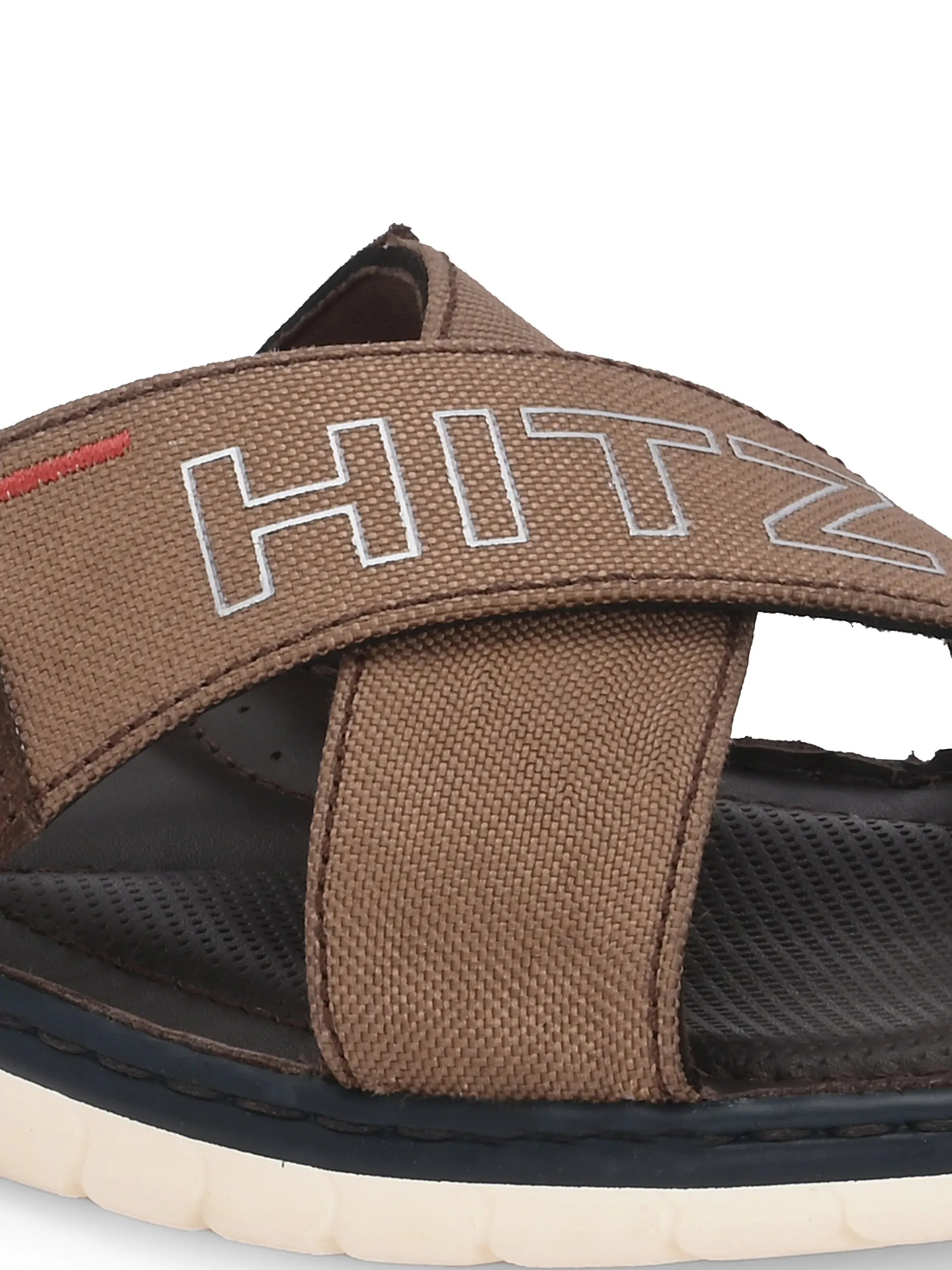 Hitz Men's Brown Fabric Casual Slipper