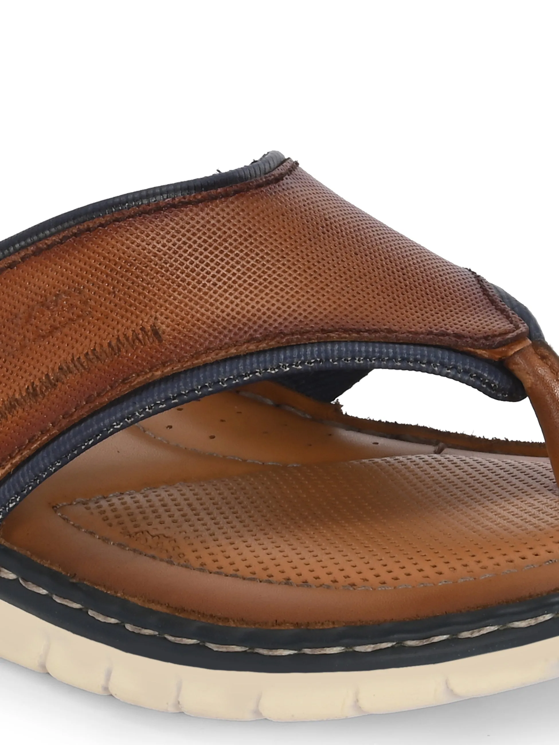 Hitz Men's Tan Leather Casual Slipper