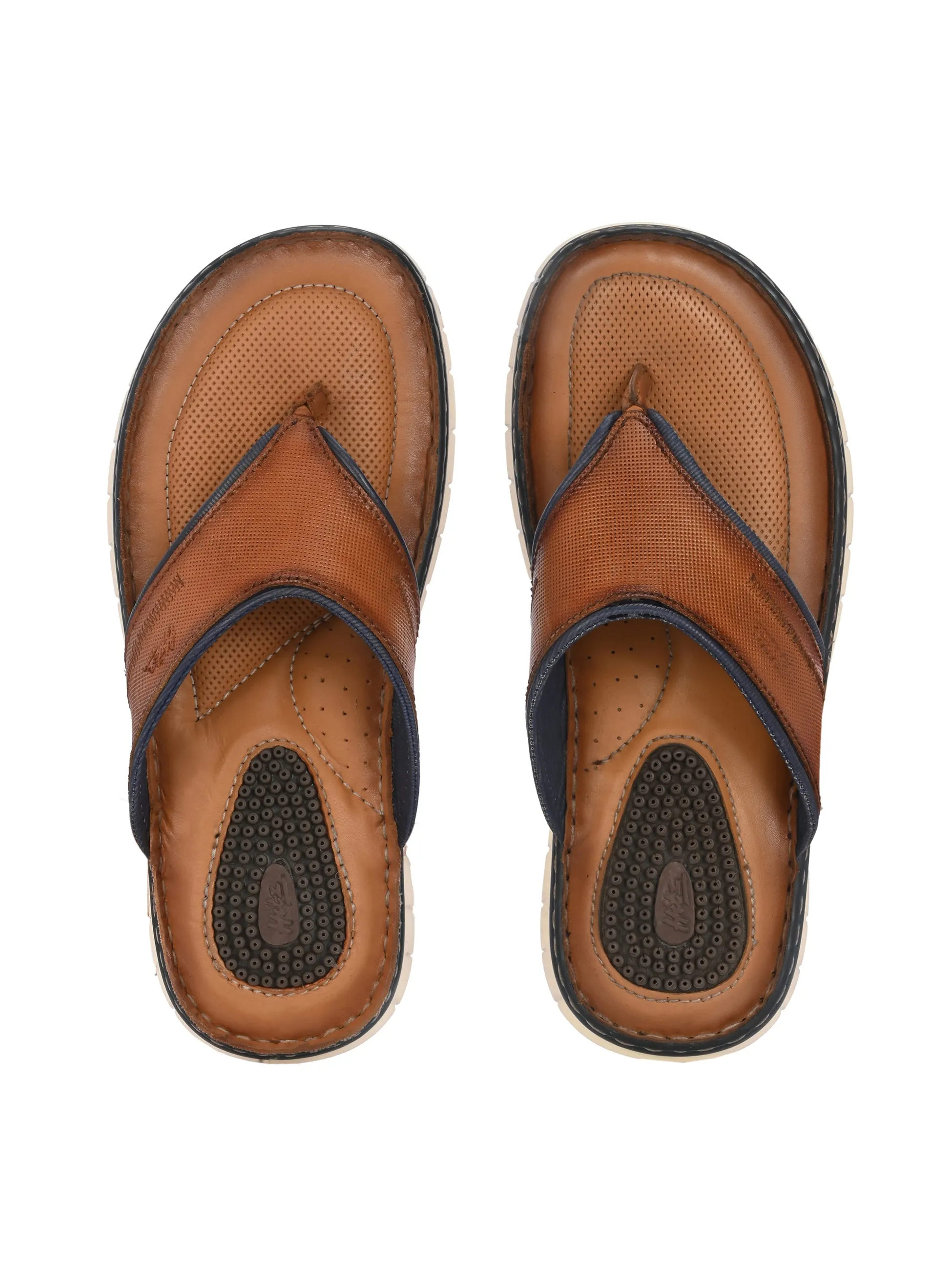 Hitz Men's Tan Leather Casual Slipper