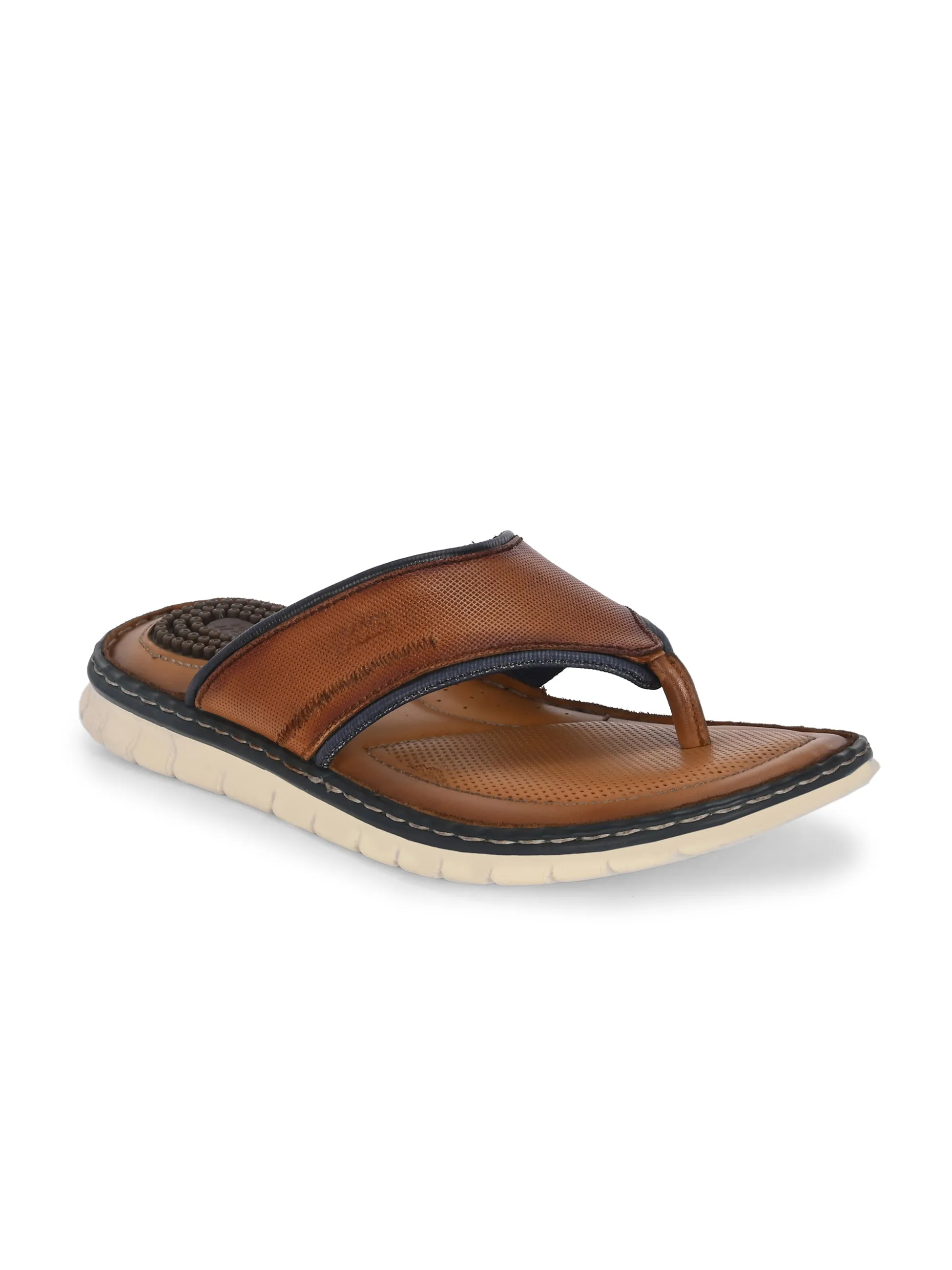 Hitz Men's Tan Leather Casual Slipper