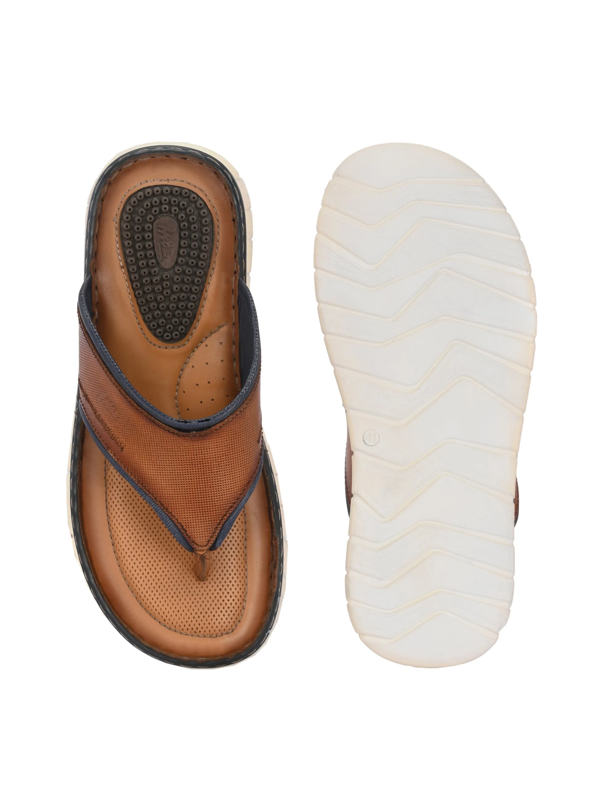 Hitz Men's Tan Leather Casual Slipper