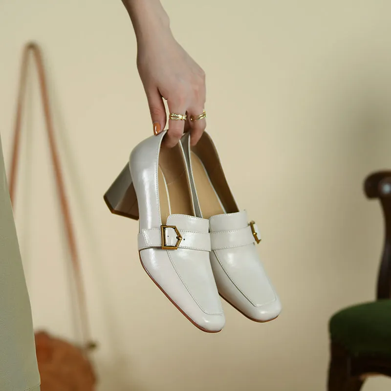 Indie High Heeled Loafers Beige