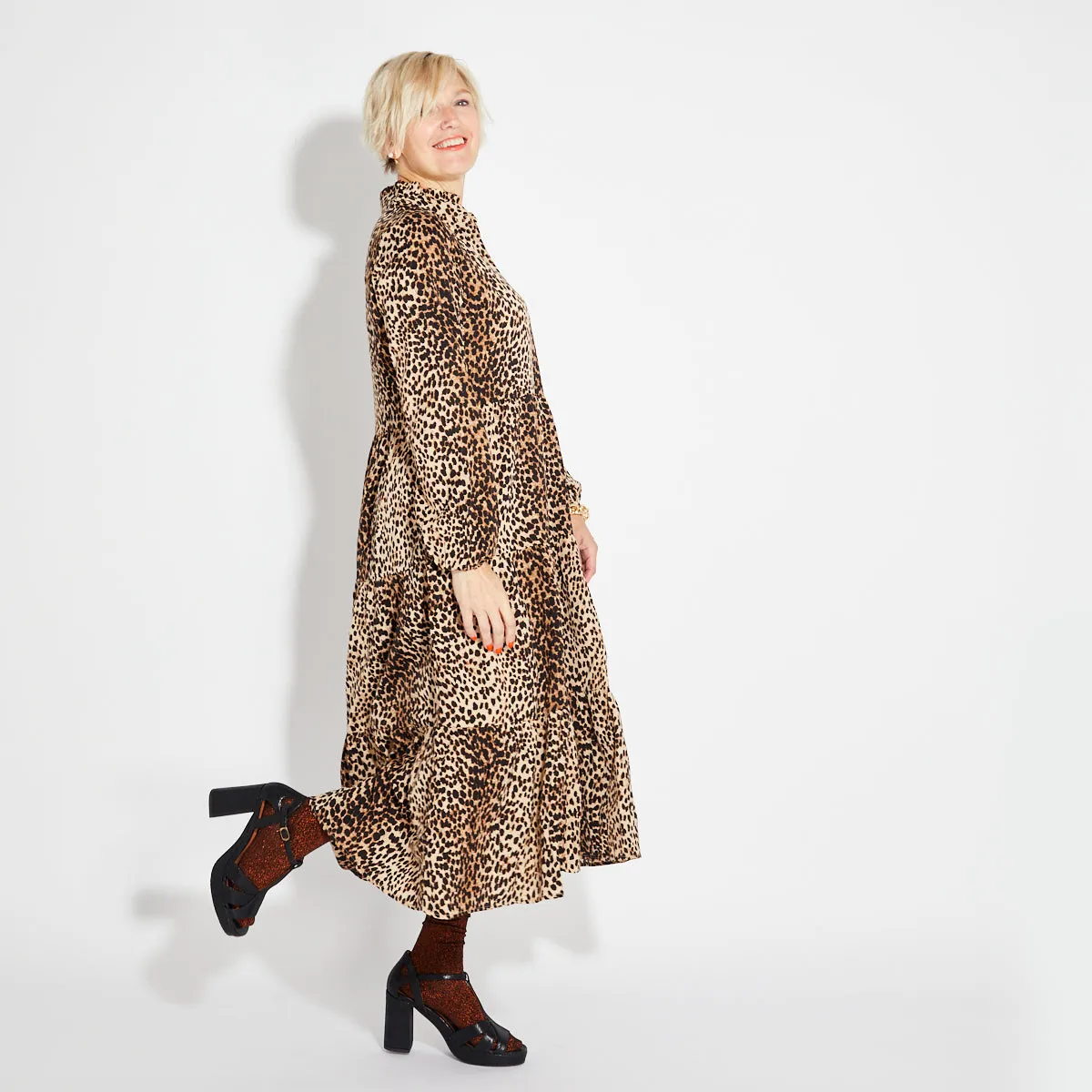 Long Sleeved Leopard Print Dress