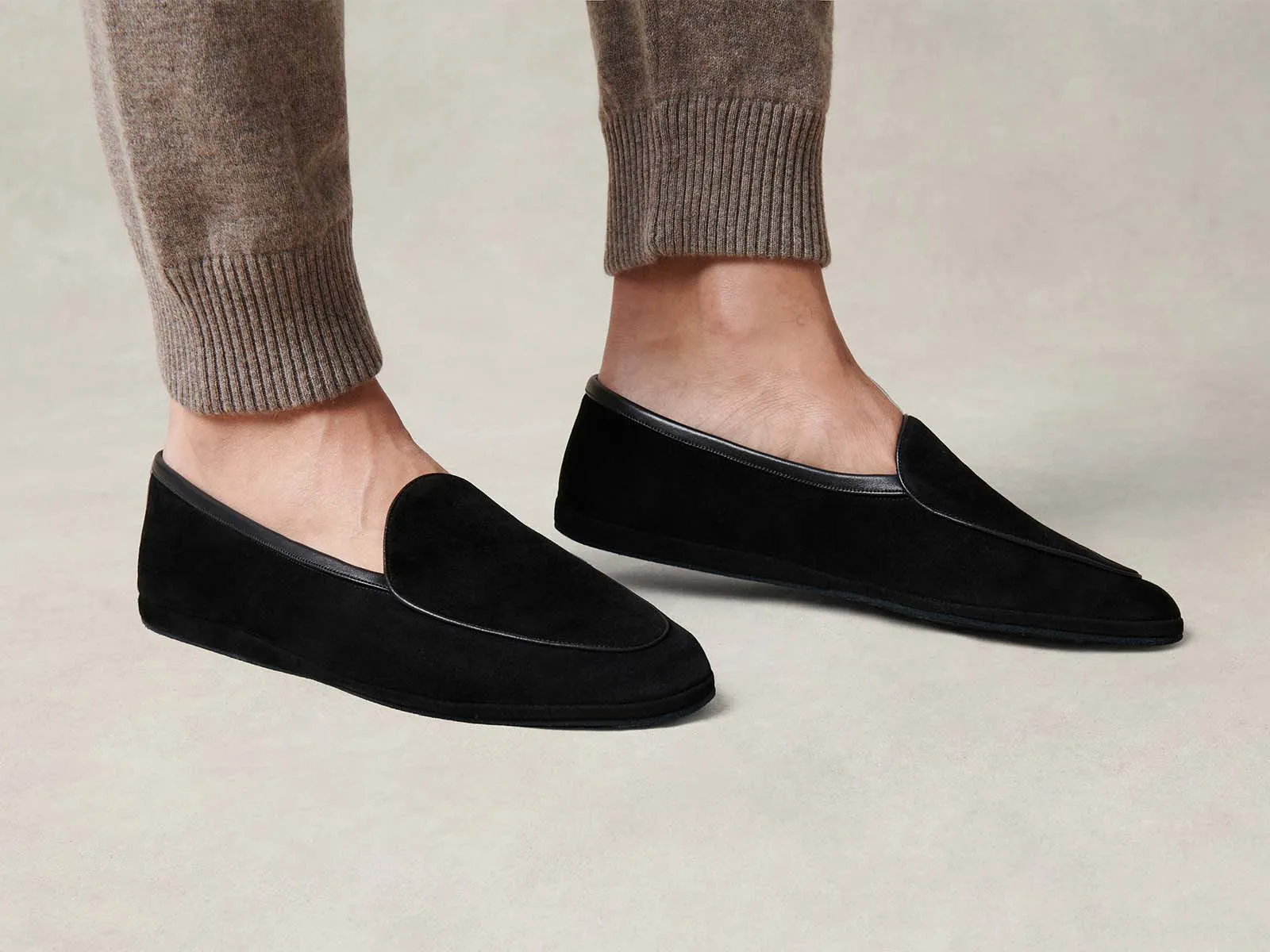 Lune Slippers in Black Luxe Suede