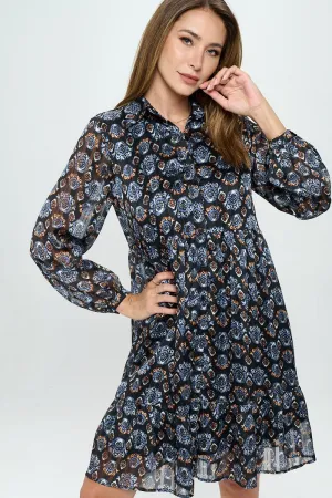 Margot Long Sleeve Chiffon Dress