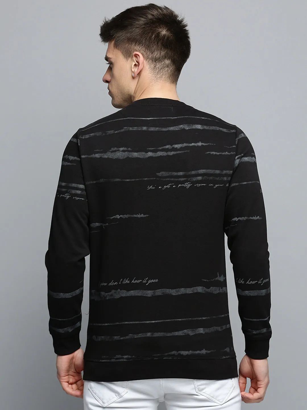 Men Black Printed Casual Sweatshirt