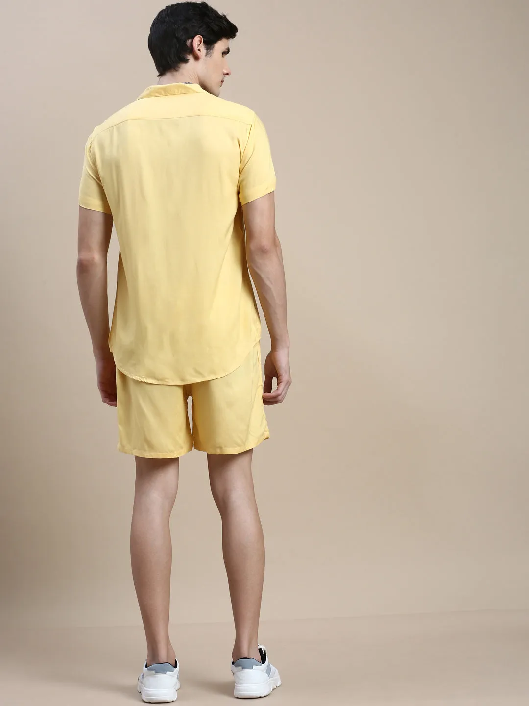 Men Yellow Solid Casual Co ord Set