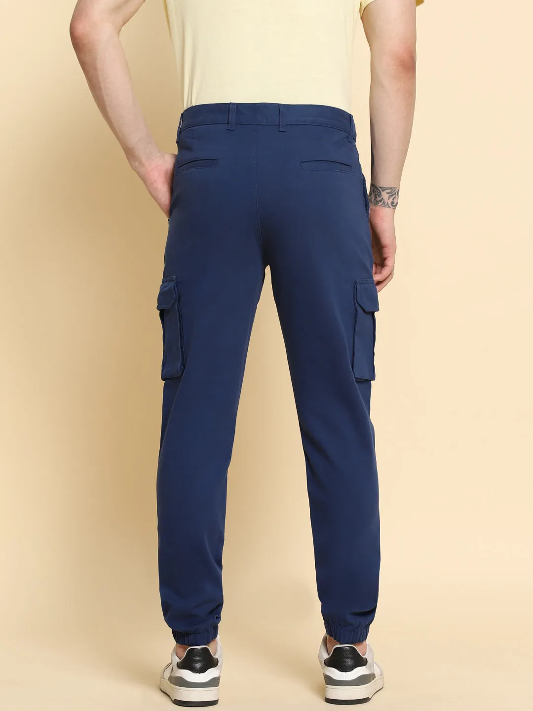 Men's Denim Blue Cargo Joggers Smart Casual Look For Season Essential