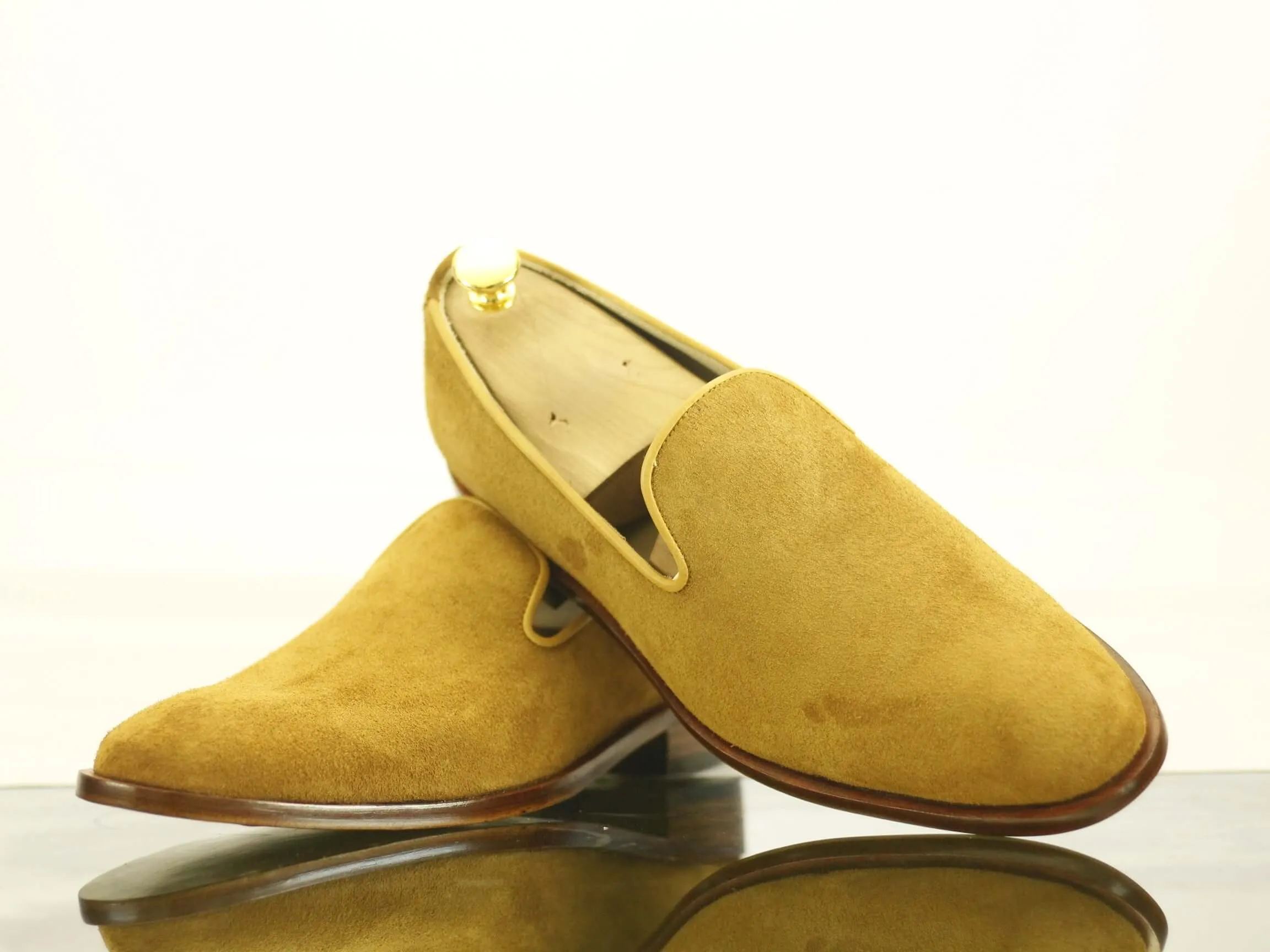 Men's Handmade Tan Suede Loafers, Men Designer Formal Dress Luxury Shoes