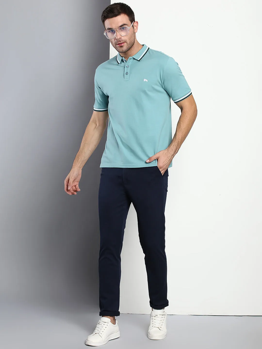 Men's Tapered Fit Cotton Chinos (Navy)