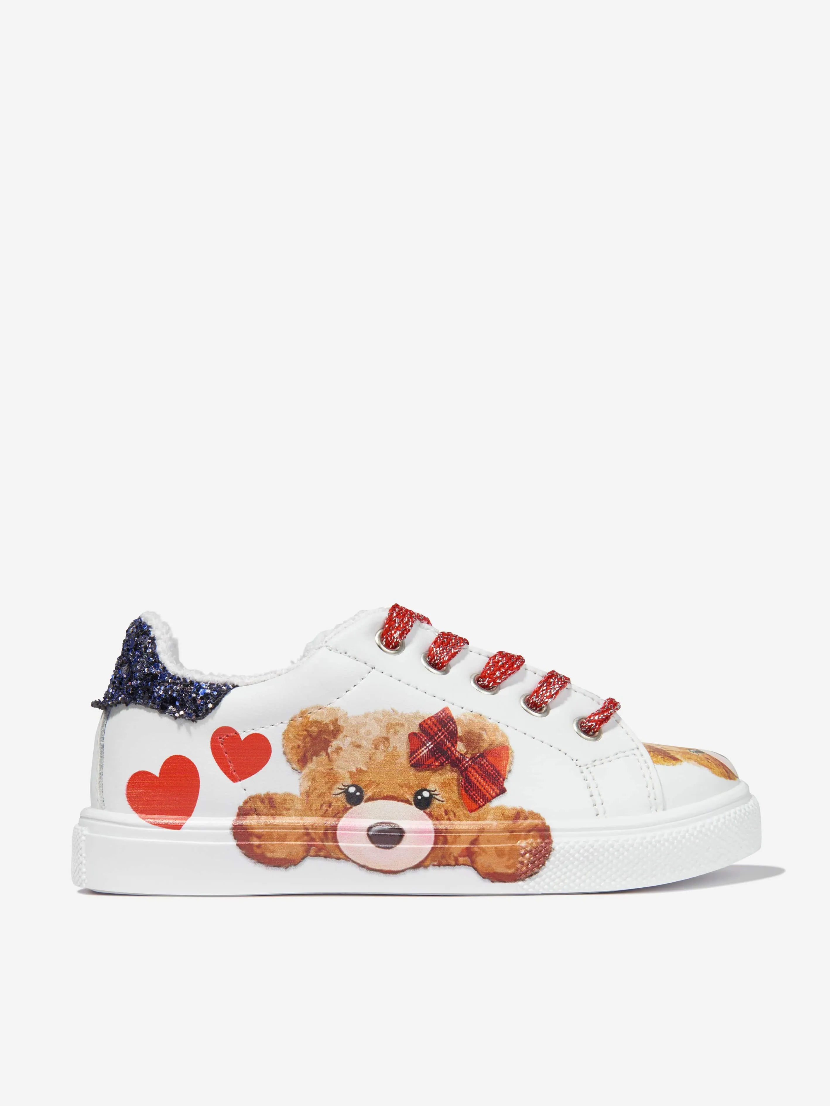 Monnalisa Girls Leather Teddy Bear Trainers