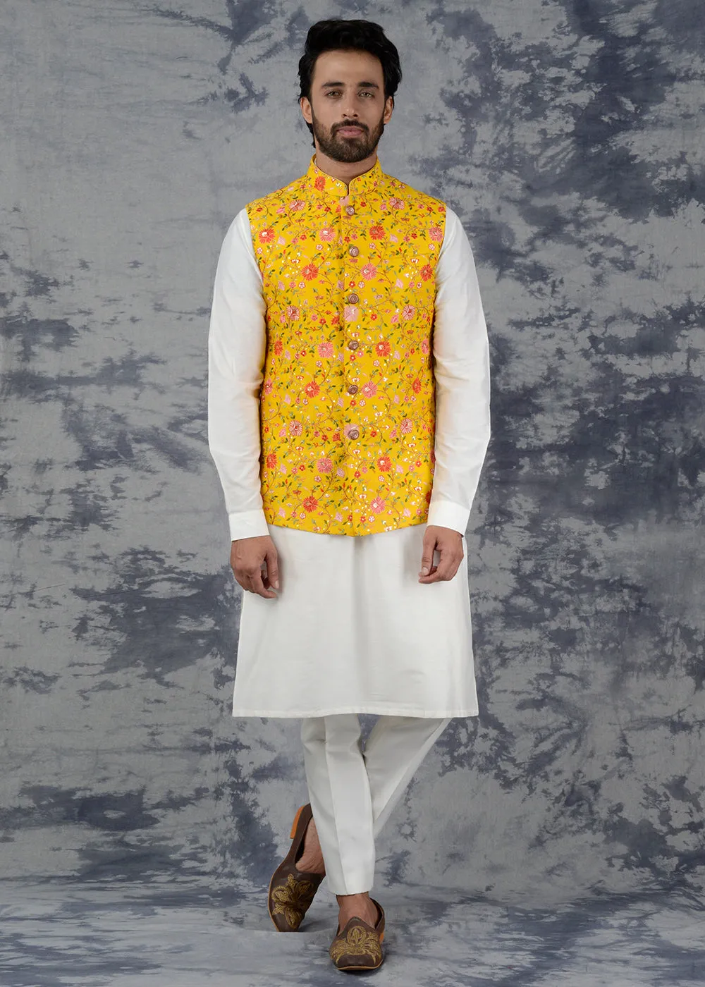 Mustard Yellow Bandhgala Jacket | Siddhesh Chauhan