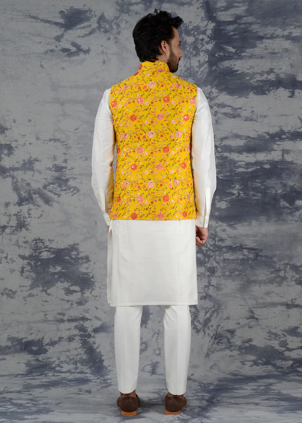 Mustard Yellow Bandhgala Jacket | Siddhesh Chauhan