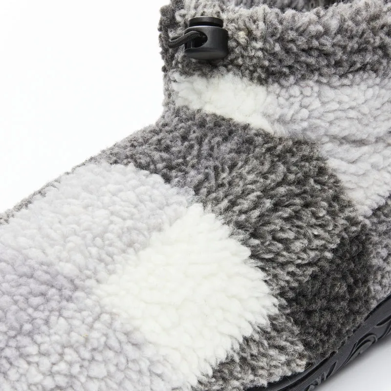 Neeson - Shorter Length Check Sherpa Slipper Boot - Grey Check