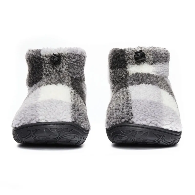 Neeson - Shorter Length Check Sherpa Slipper Boot - Grey Check