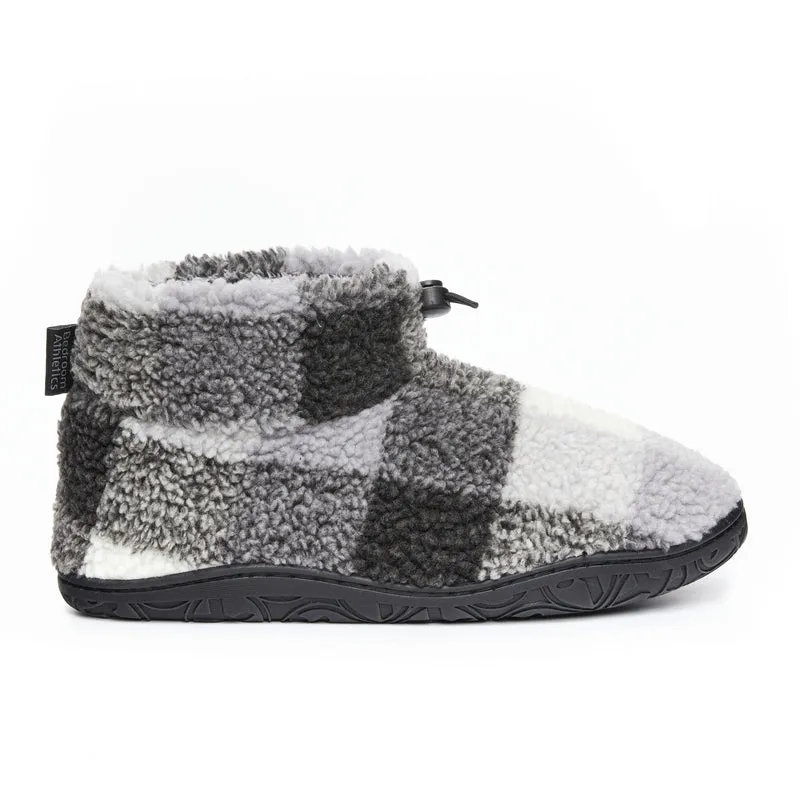 Neeson - Shorter Length Check Sherpa Slipper Boot - Grey Check