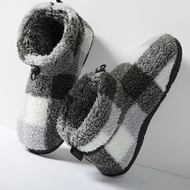 Neeson - Shorter Length Check Sherpa Slipper Boot - Grey Check