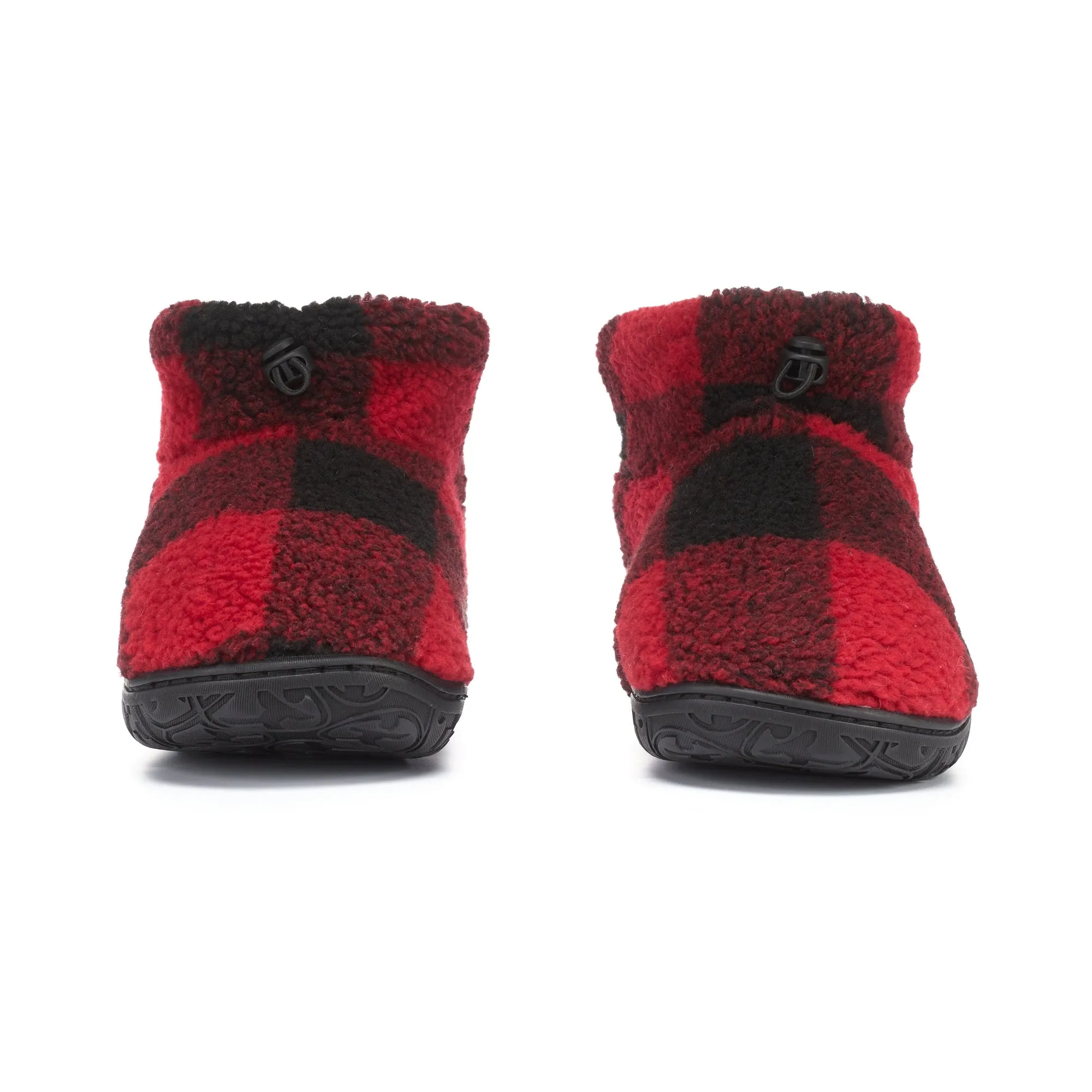 Neeson - Shorter Length Check Sherpa Slipper Boot - Red / Black Check