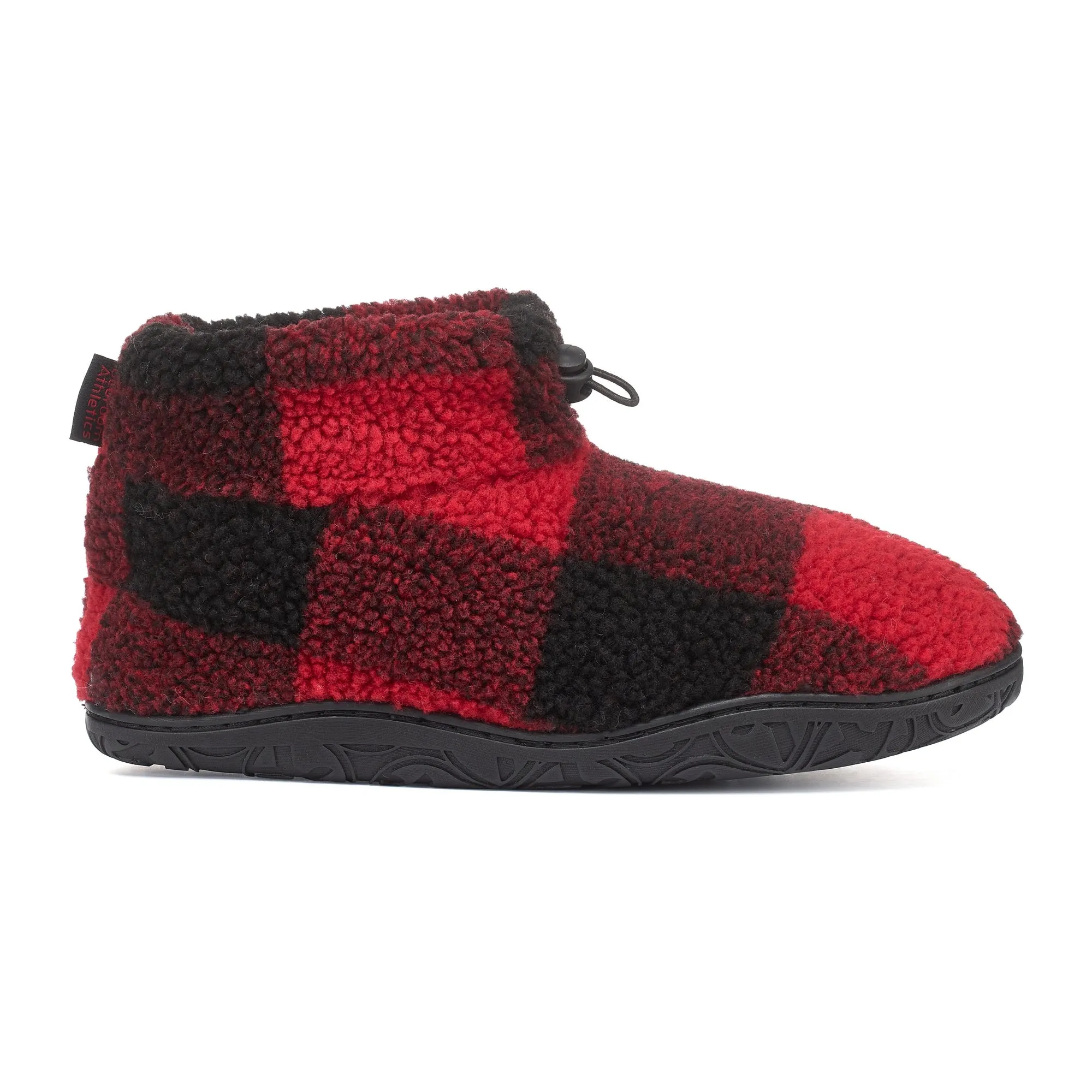 Neeson - Shorter Length Check Sherpa Slipper Boot - Red / Black Check