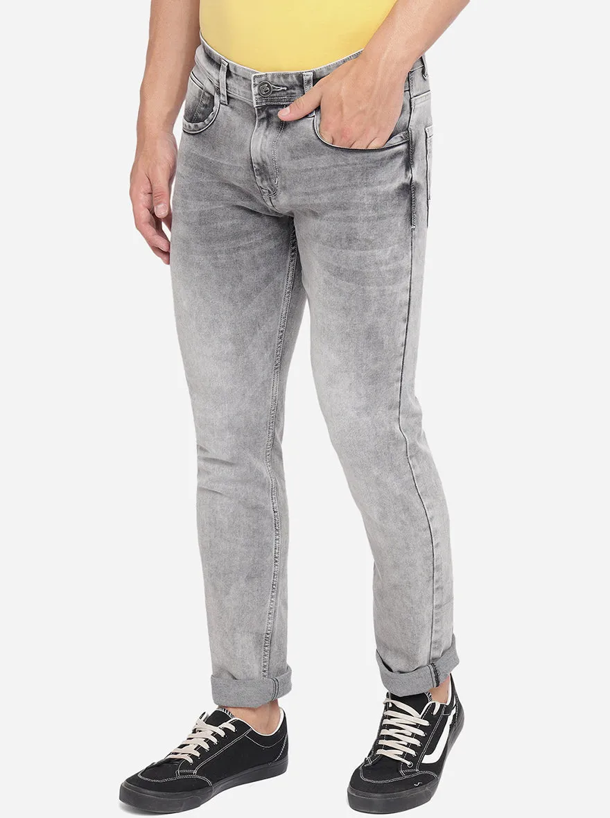 Neutral Grey Washed Narrow Fit Jeans | Greenfibre