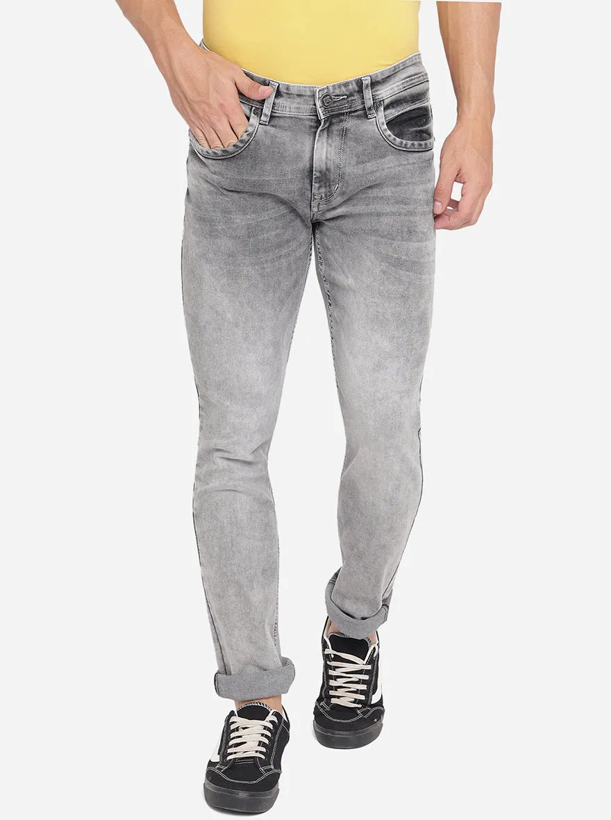 Neutral Grey Washed Narrow Fit Jeans | Greenfibre