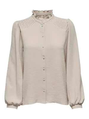 Onlmette Ls Pleat Shirt Wvn - Beige