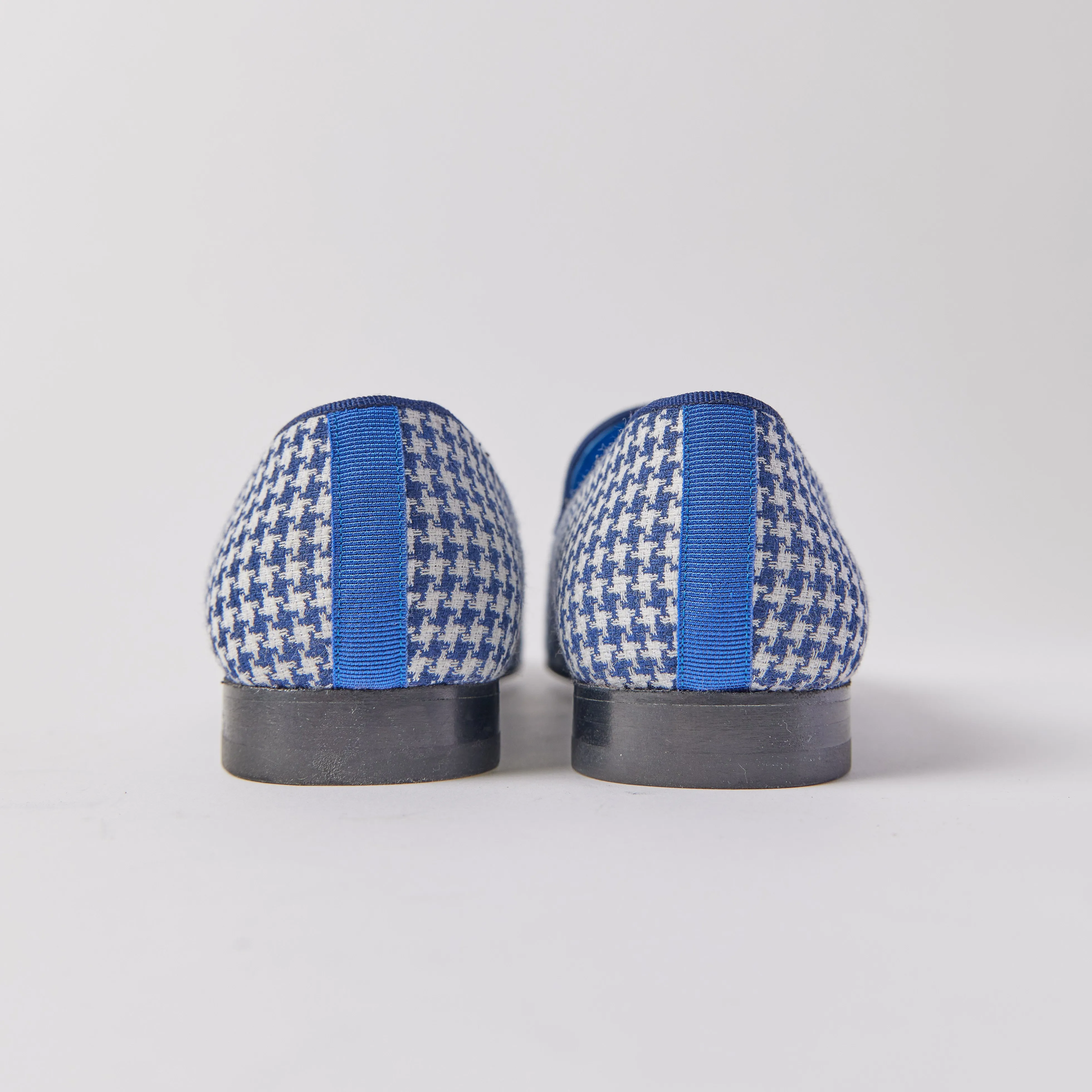 Slipper in Navy Houndstooth with Cobalt Logo