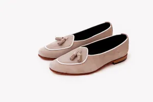 Super Low Top Beige Suede Loafers