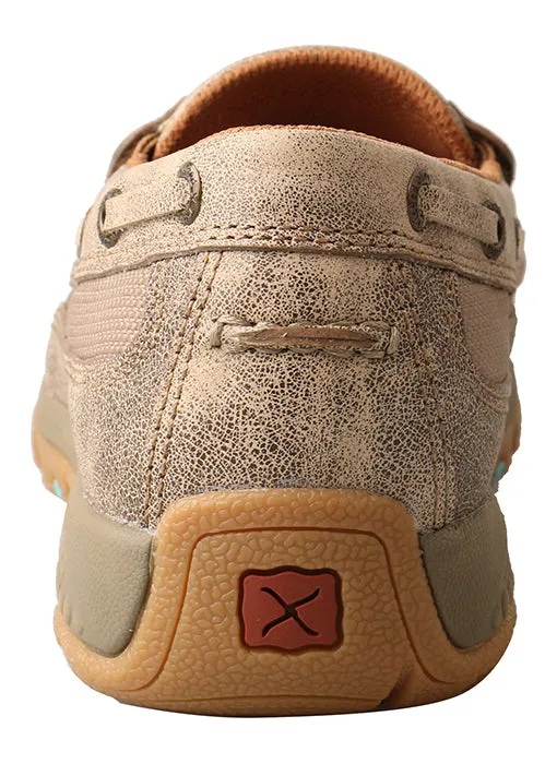 Twisted X Women's Boat Shoe Driving Moc with CellStretch-Dusty Tan/Multi