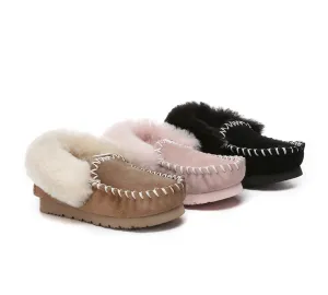 UGG Kids Loafers Sheepskin Wool Ankle Slippers Popo Moccasin