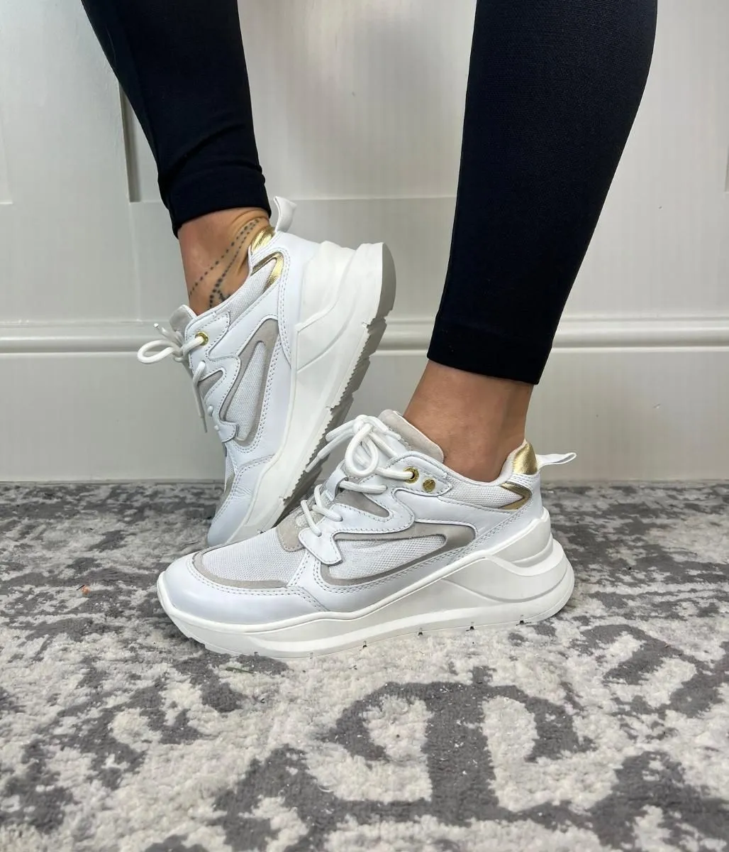 White Cecilia Leather Trainers